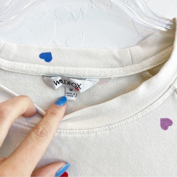 Wildfox Women's Small Heart Colorful Print Sweatshirt Cream Medium - Picture 5 of 7